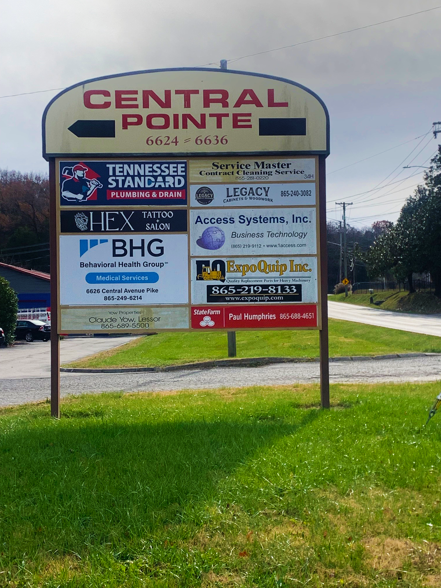 Roadside directory sign showing BHG Medical Services