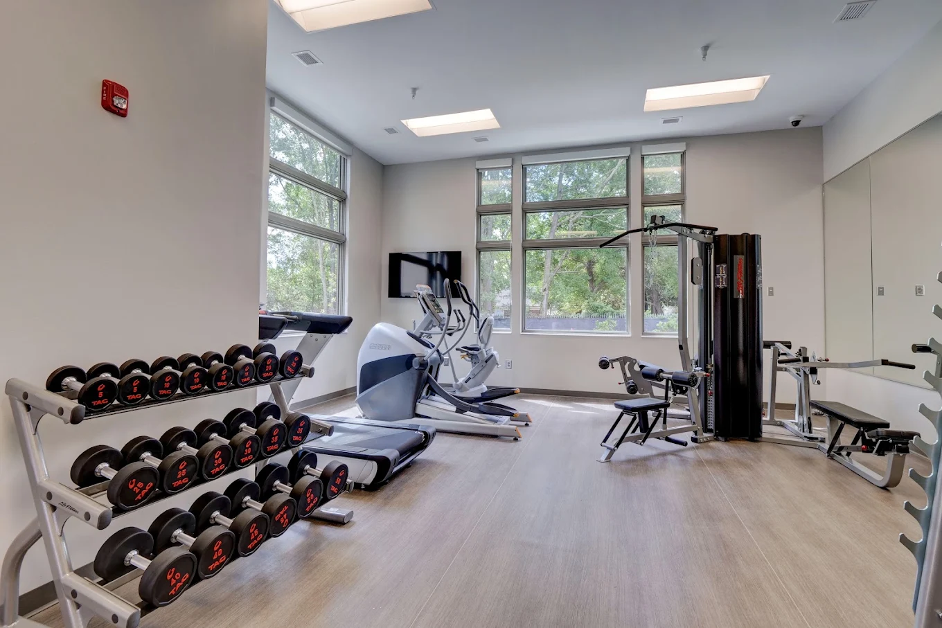 Fitness center with weights and cardio equipment