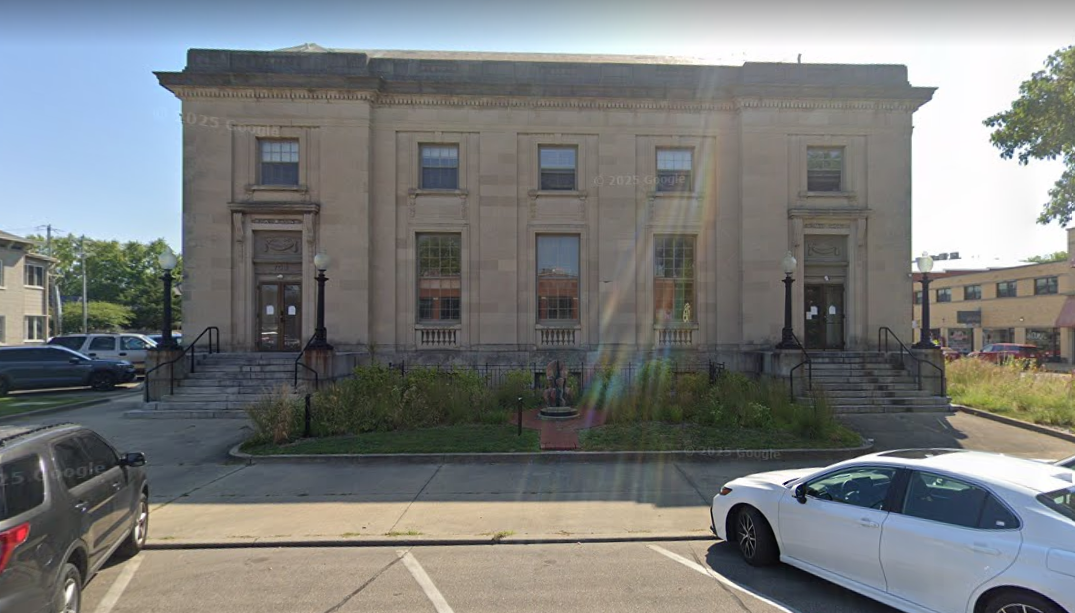 Front view of historic stone building housing recovery center in Columbus