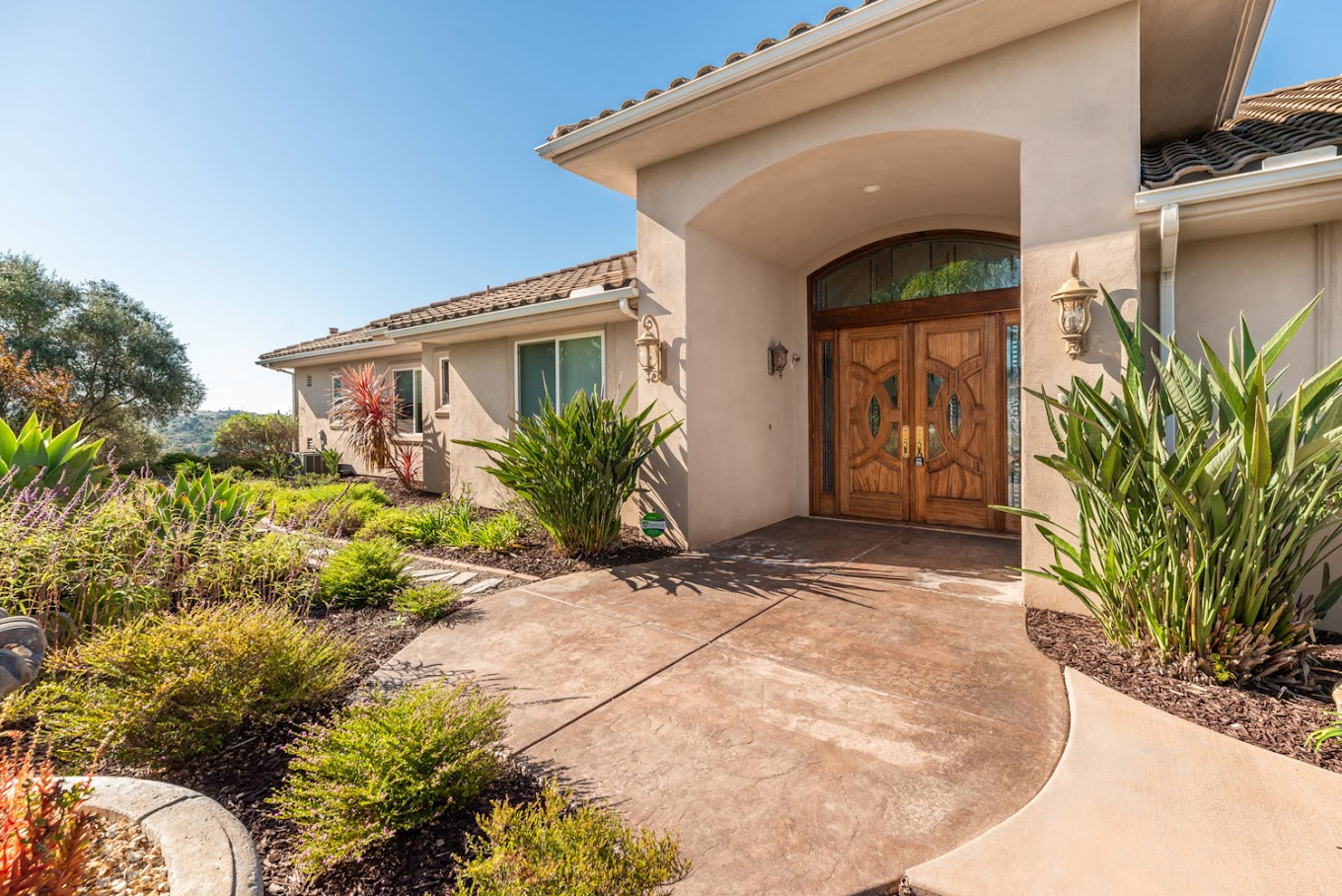 Facility with building entrance and walkway.