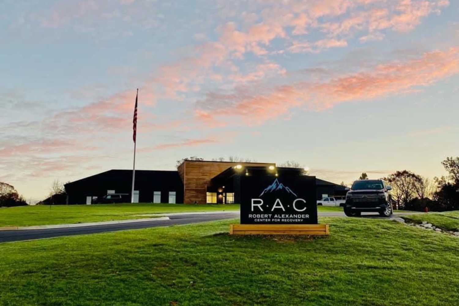 Exterior of Robert Alexander Center for Recovery at sunset.
