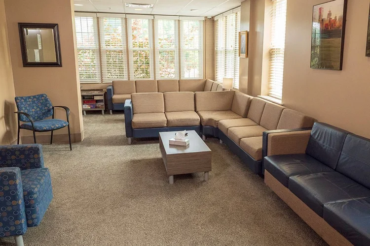 Lounge with sectional sofa and coffee table
