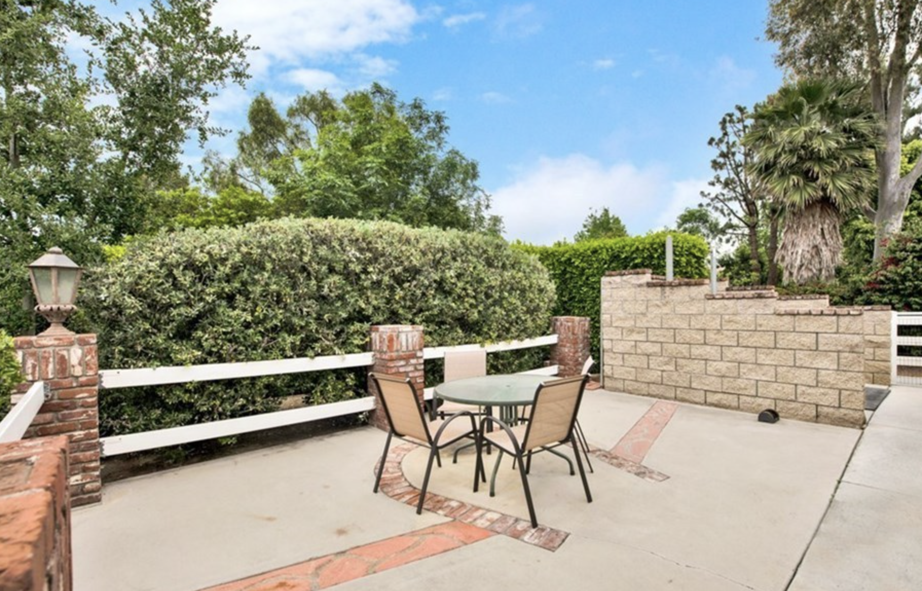 Outdoor patio with seating.