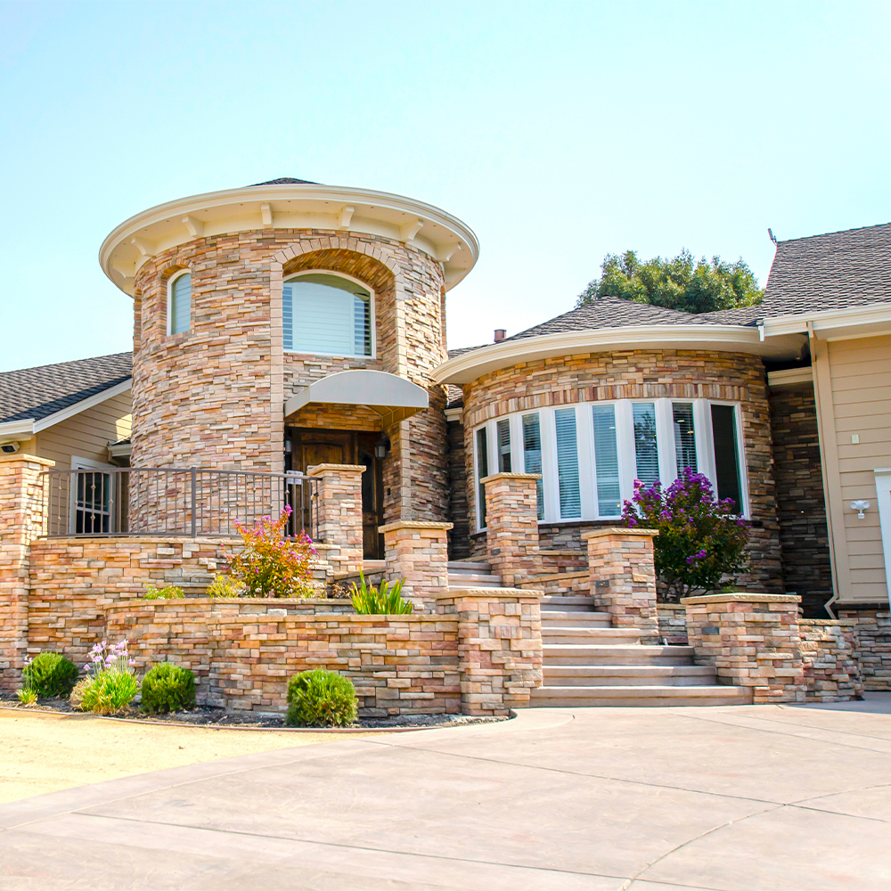 Facility front with stone stair entrance.