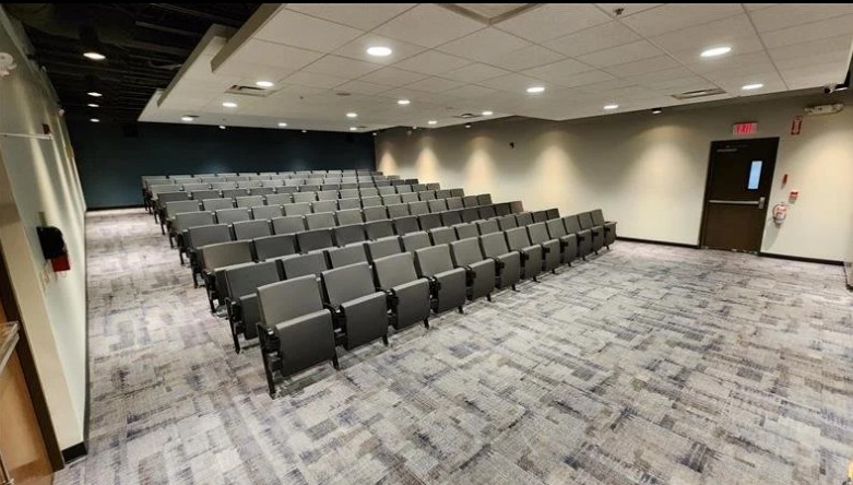 Auditorium with rows of theater-style seating
