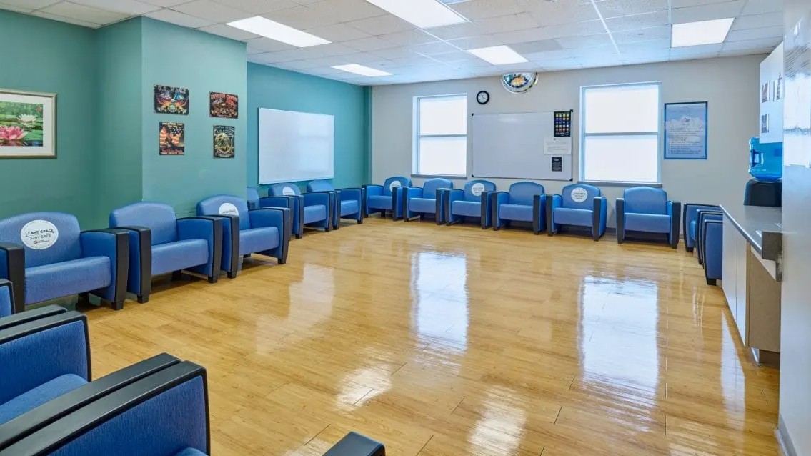 Group therapy room with chairs in a circle