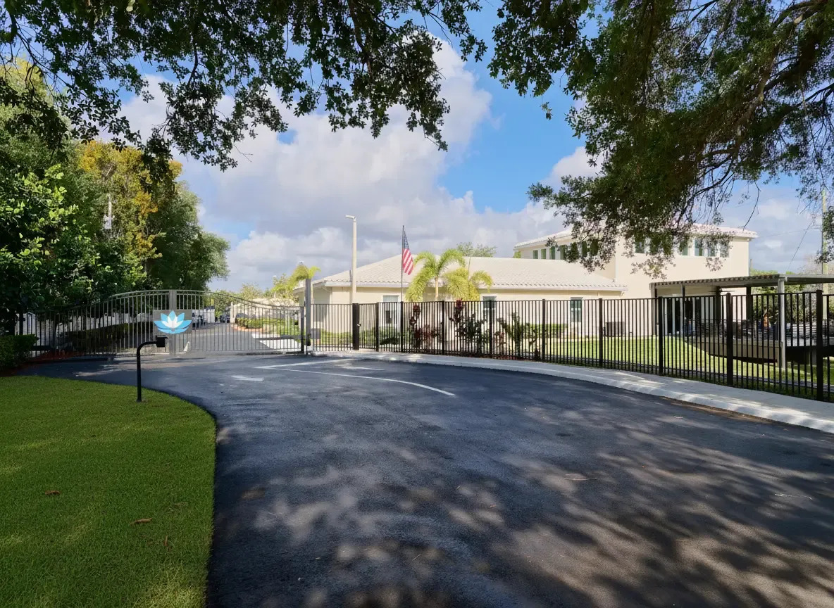 Secure gated entrance leading into the detox facility