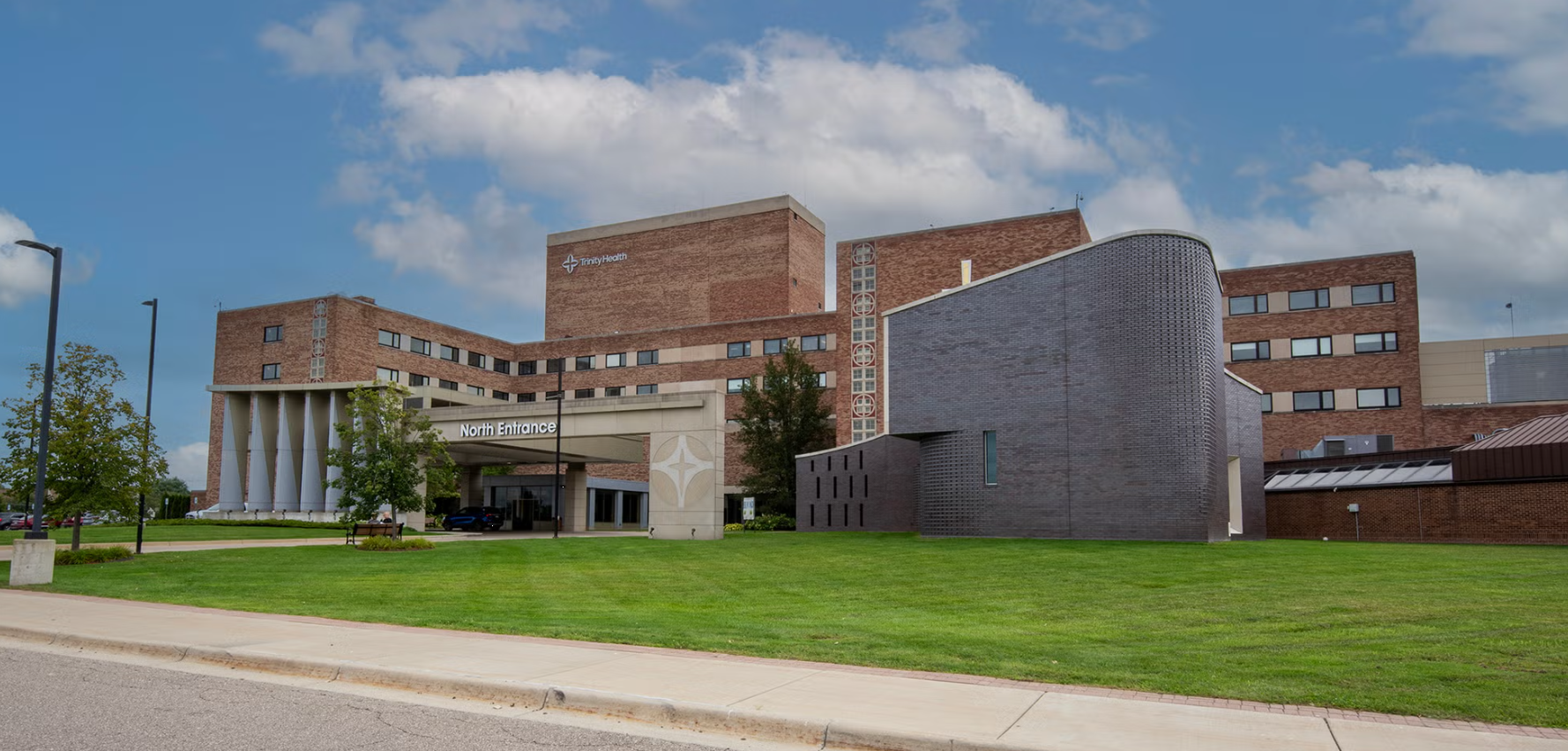 Exterior view of Trinity Health inpatient behavioral health hospital in Livonia