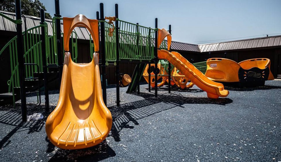 Children's playground with slides and climbing equipment