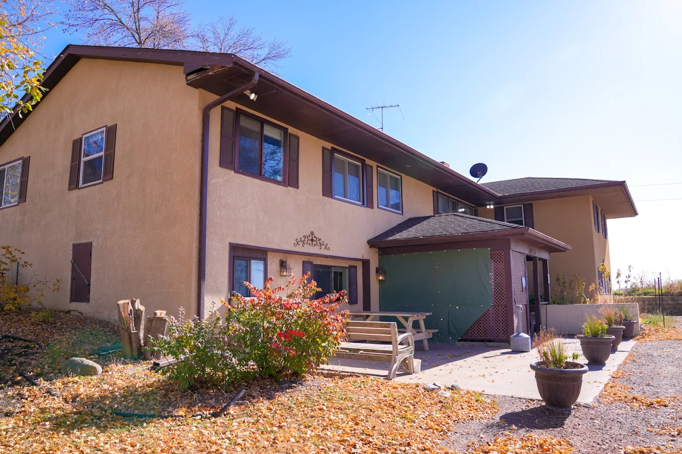 Two-story residential treatment facility with outdoor seating