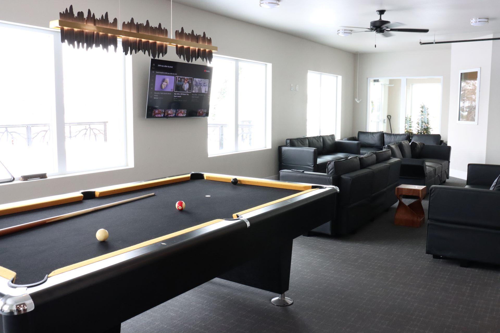 Recreation room with pool table.