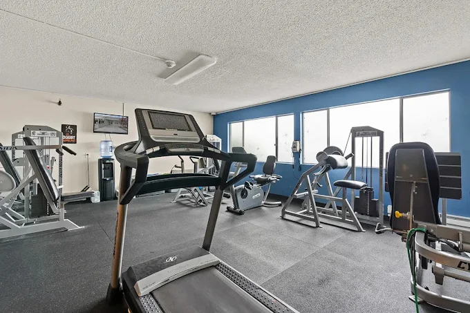 Fitness room with treadmill and exercise equipment