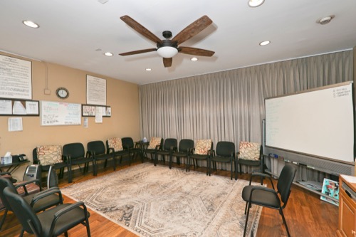 Group meeting room with chairs arranged in a circle