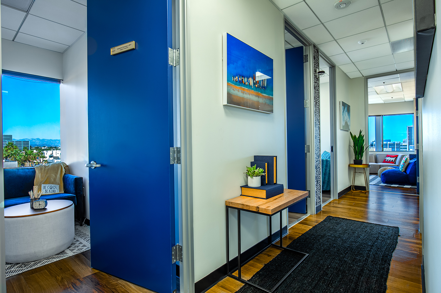 Hallway with doors to adjacent rooms.