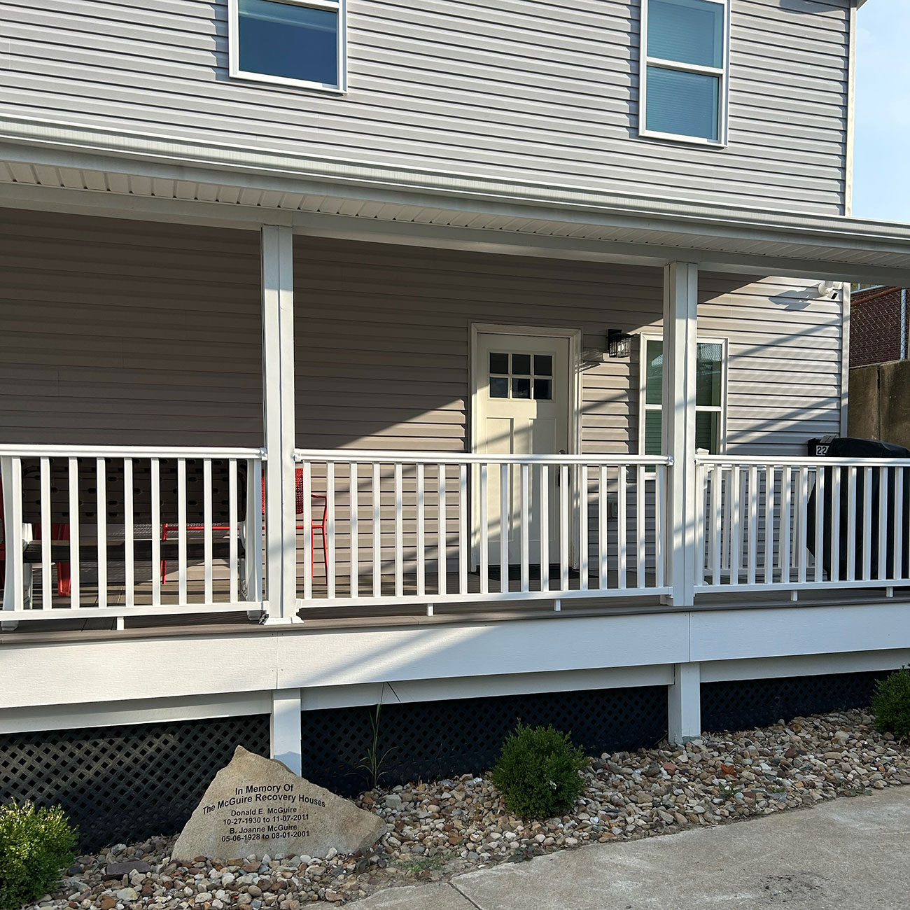Exterior porch of women's recovery residence in Washington PA