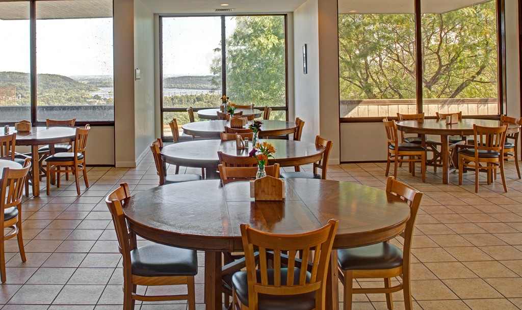 Spacious dining area with panoramic windows overlooking the grounds at The Ranch Pennsylvania