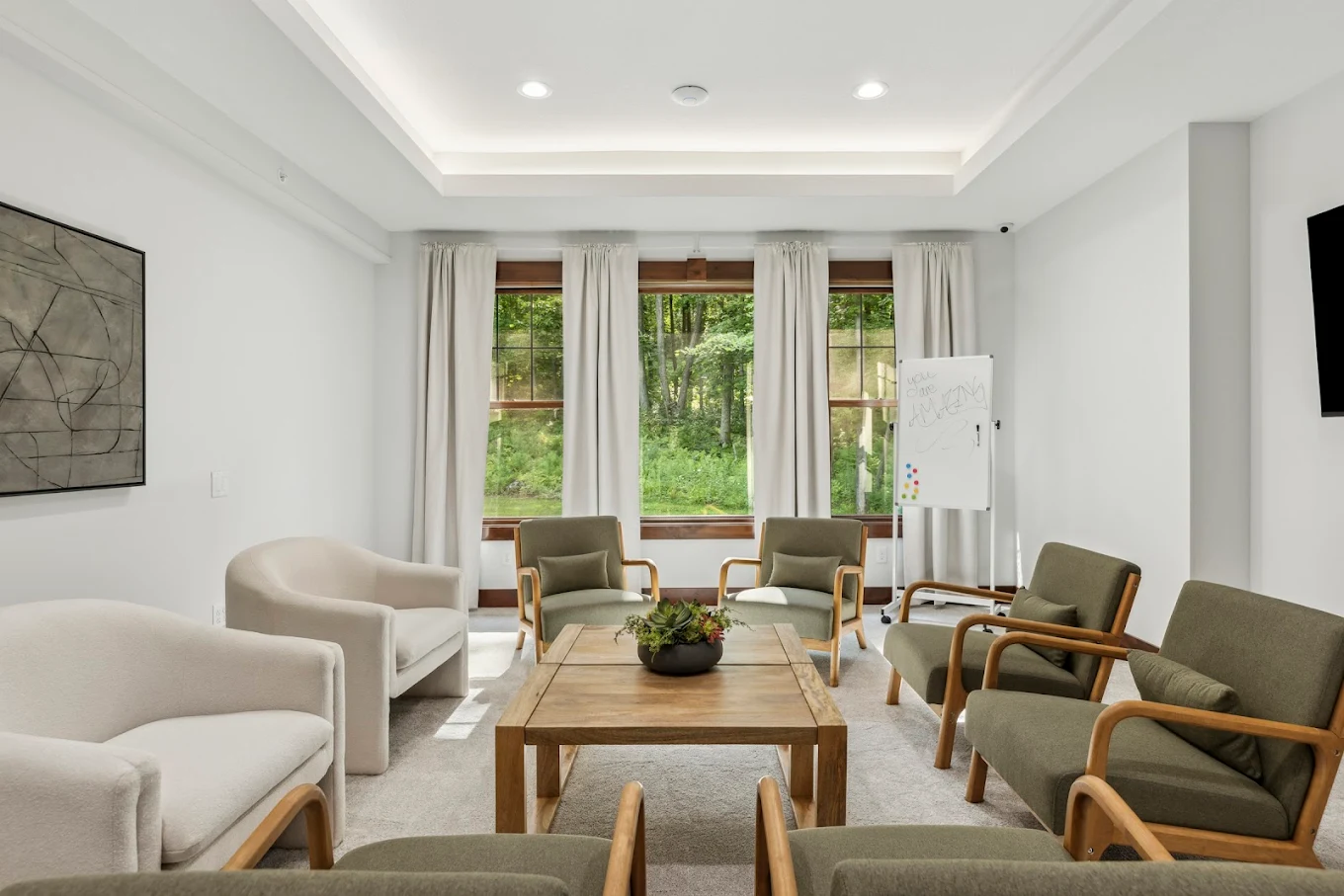 Meeting room with chairs arranged in a circle