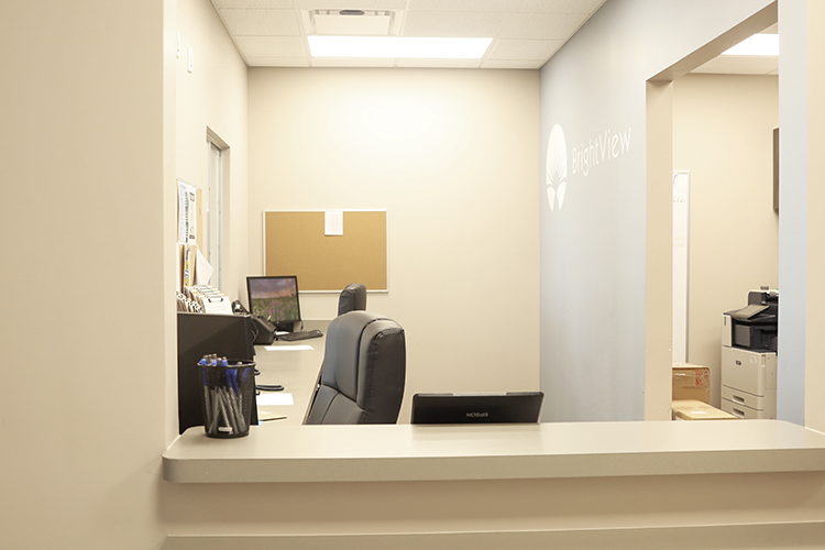 BrightView Glasgow reception desk and staff work area
