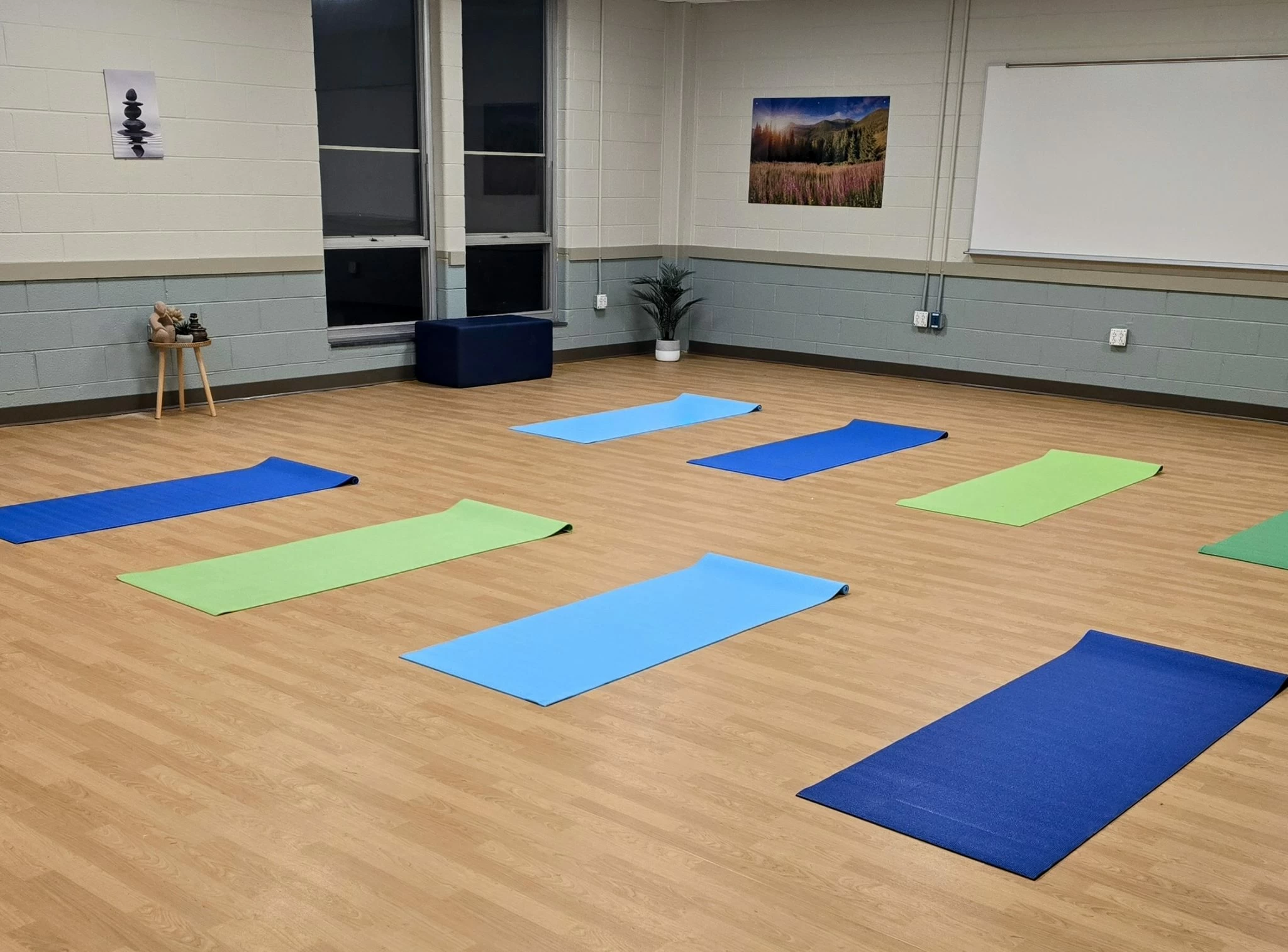 Yoga studio with mats arranged for group wellness sessions