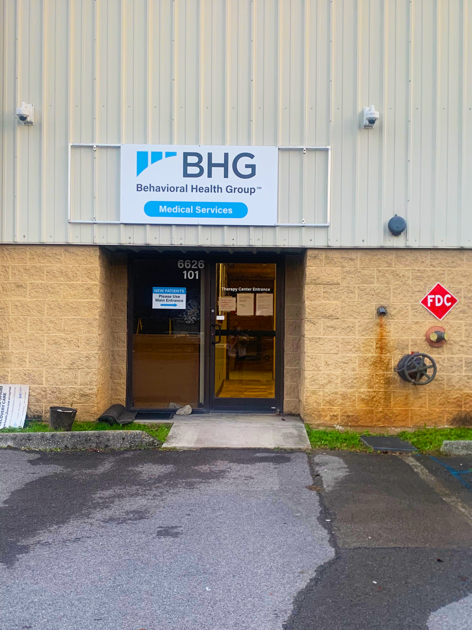 Front entrance with BHG Medical Services sign above doorway
