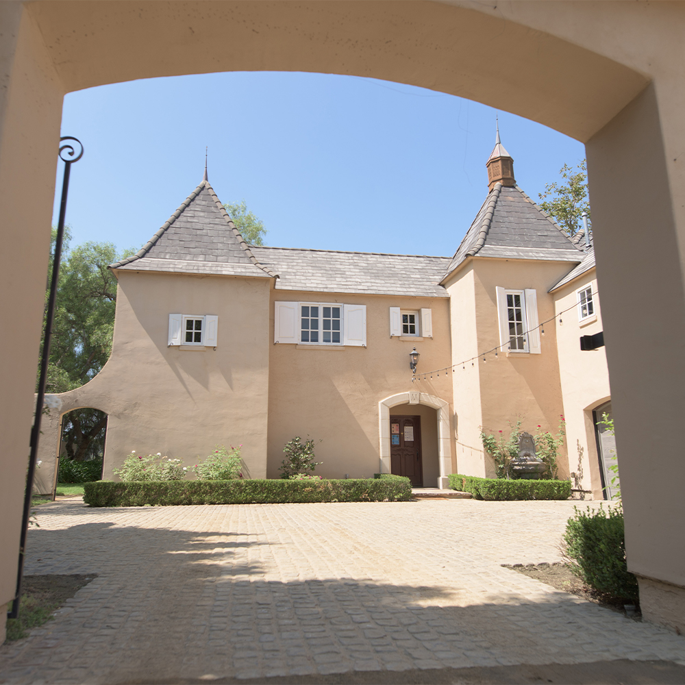 Facility exterior with courtyard.