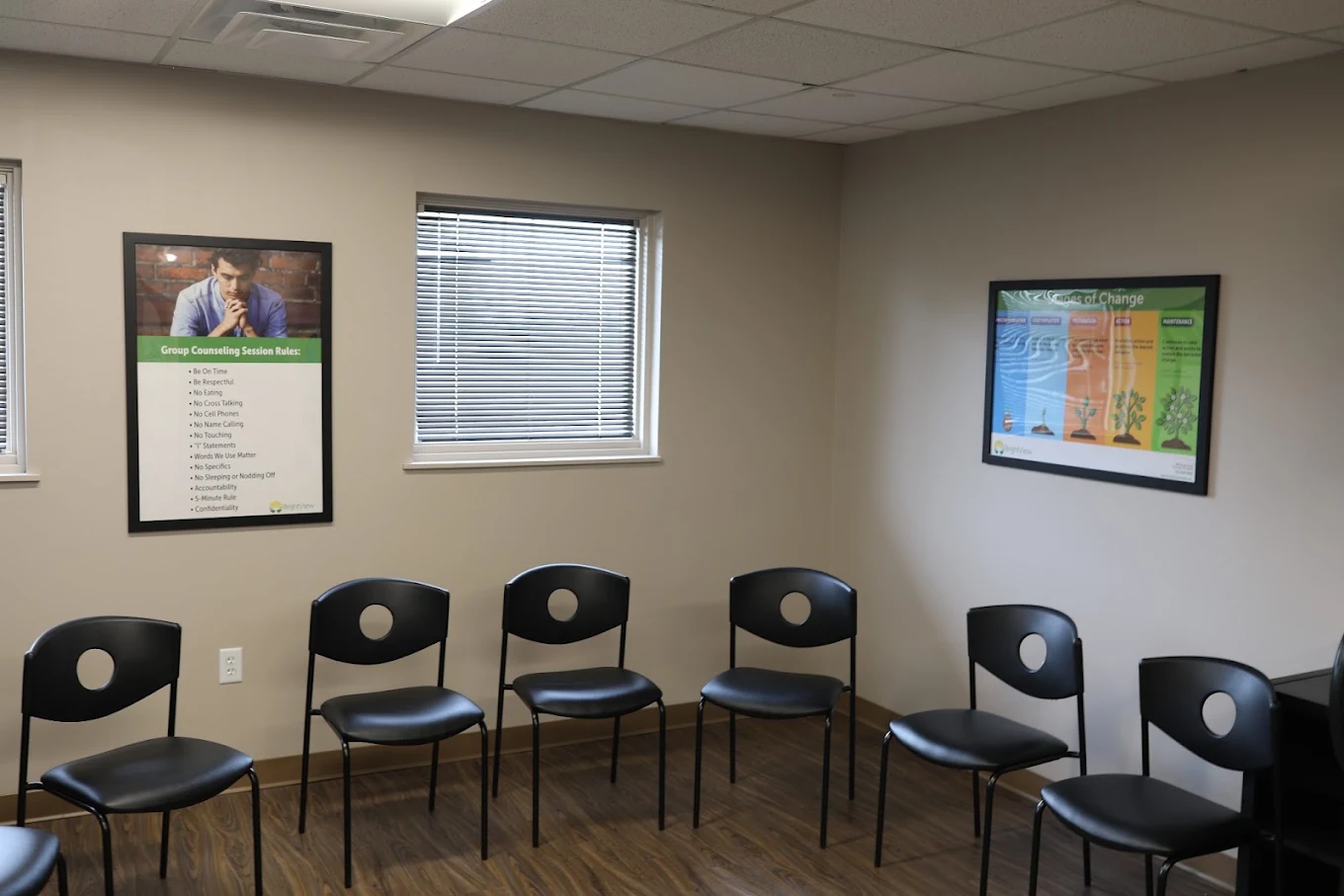 Chairs arranged in a circle for group counseling