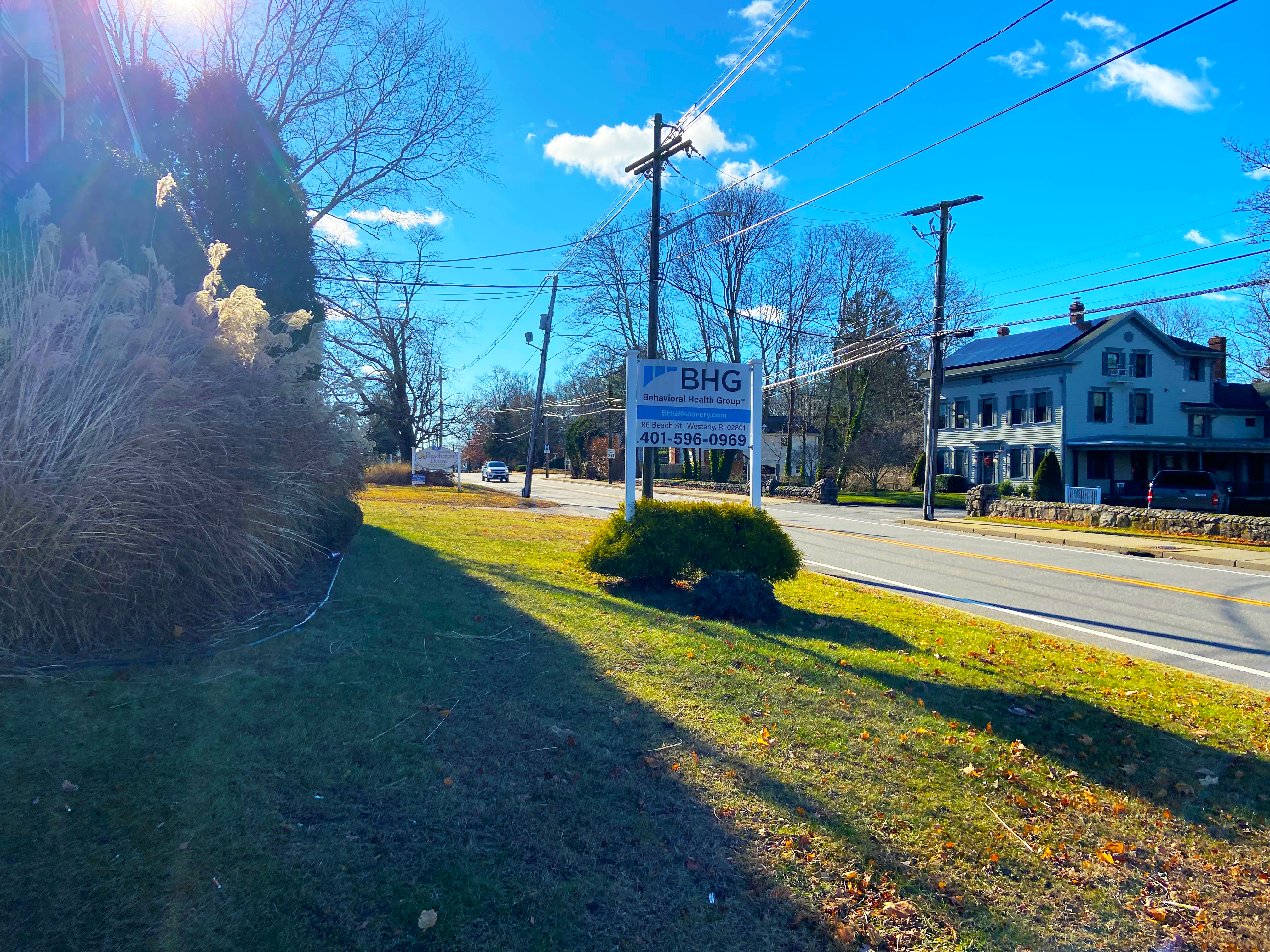Monument sign for BHG Westerly Treatment Center by roadside
