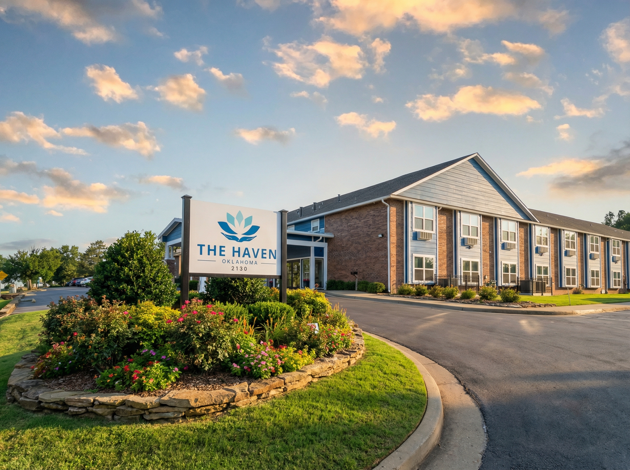 Front entrance sign and building at The Haven Detox Oklahoma.