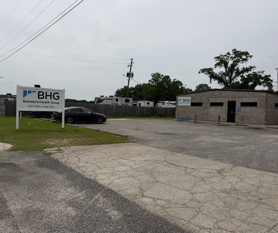 Building exterior with roadside BHG sign
