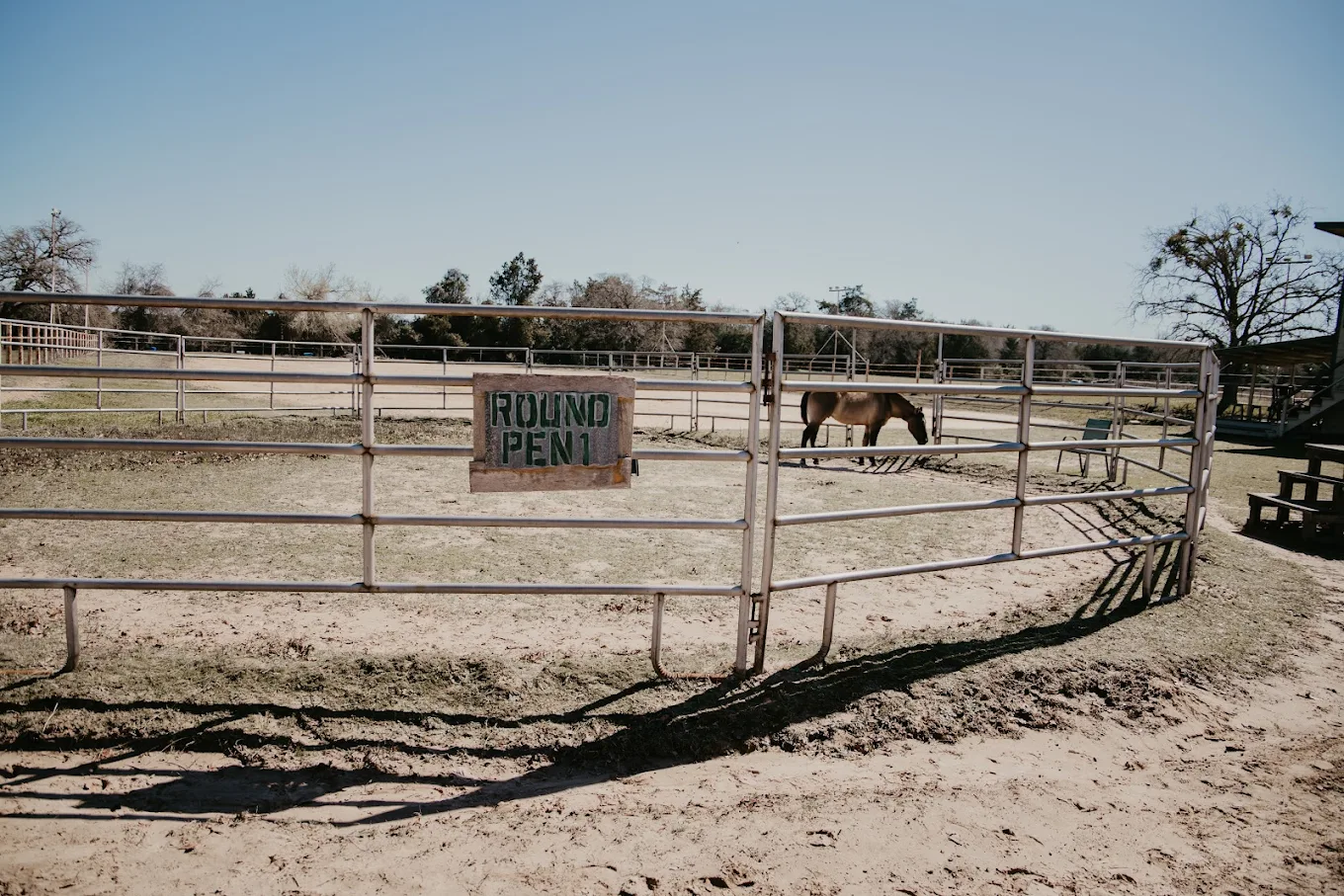 Round pen used for equine activities on the recovery campus