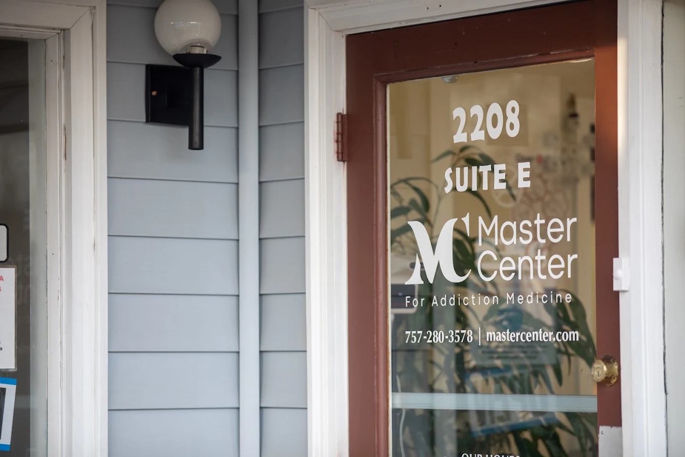 Facility entrance door with Master Center signage