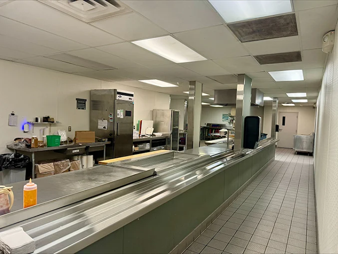 Stainless steel kitchen and food service counter