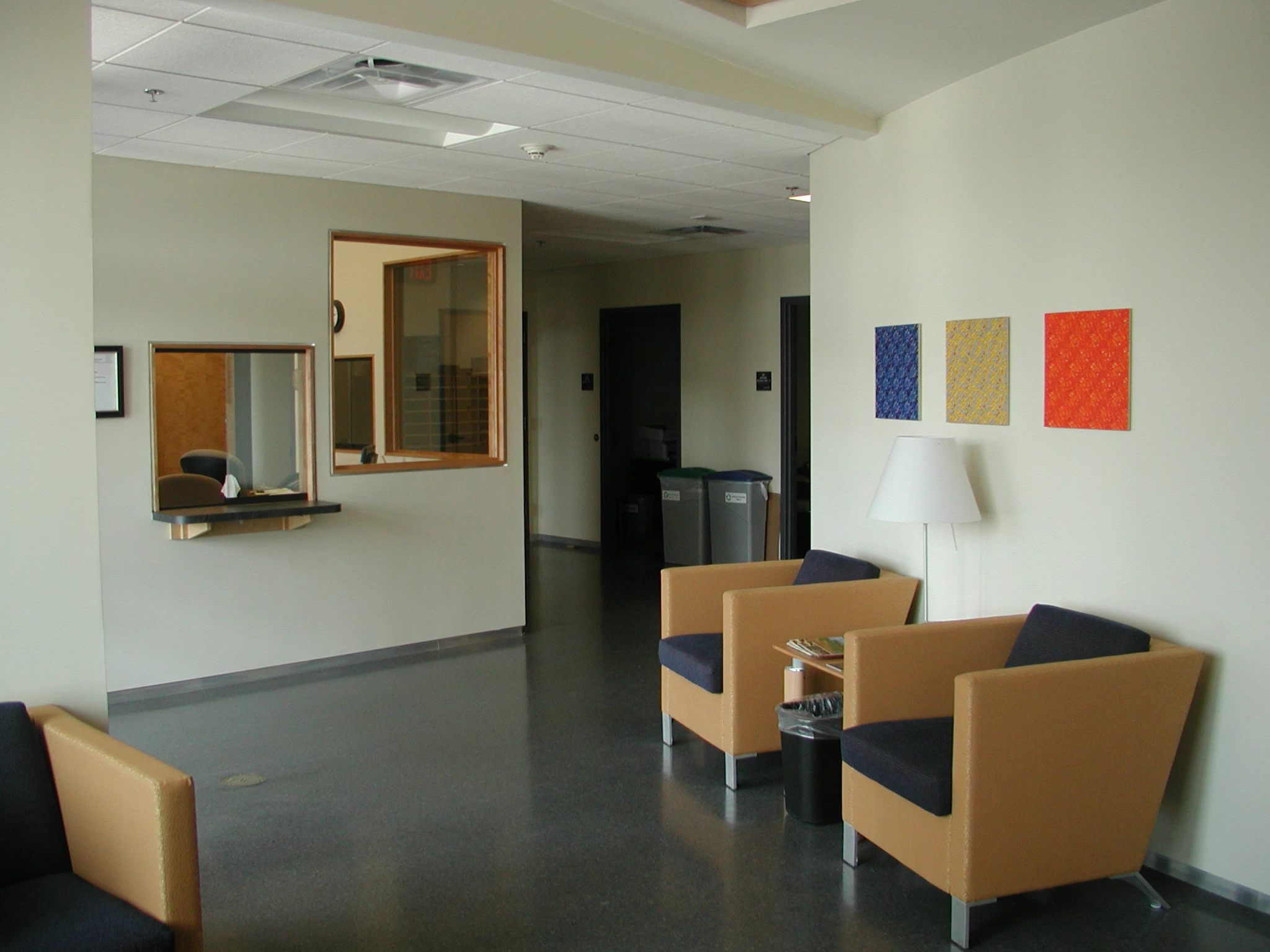  Chairs and check-in window in clean rehab lobby