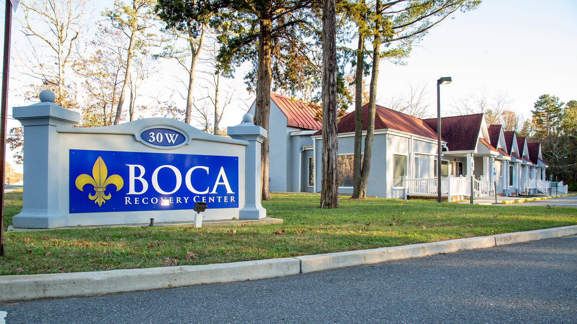 Entrance to Boca Recovery Center with clear signage.