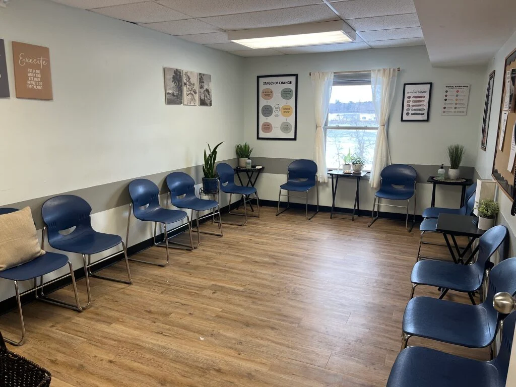 Group therapy room with chairs arranged in a circle