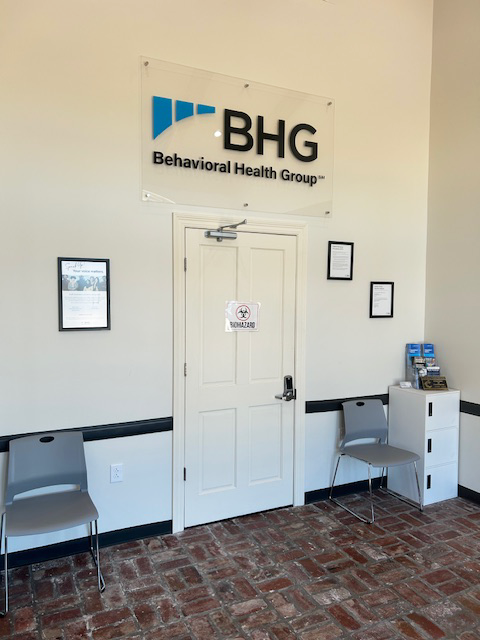 Waiting area with BHG sign and informational brochures