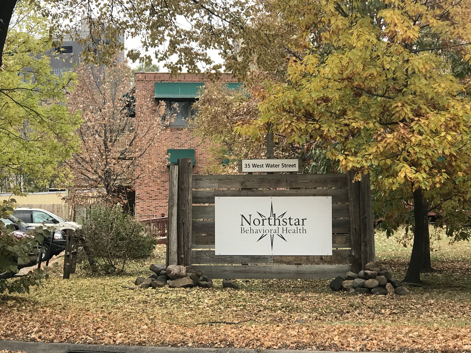 Northstar Behavioral Health sign in front of fall trees
