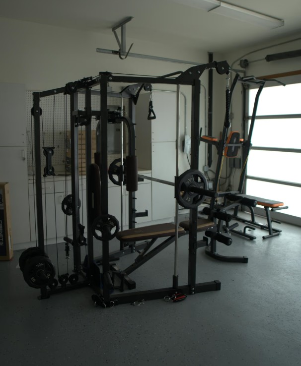 On-site fitness center with weight training equipment