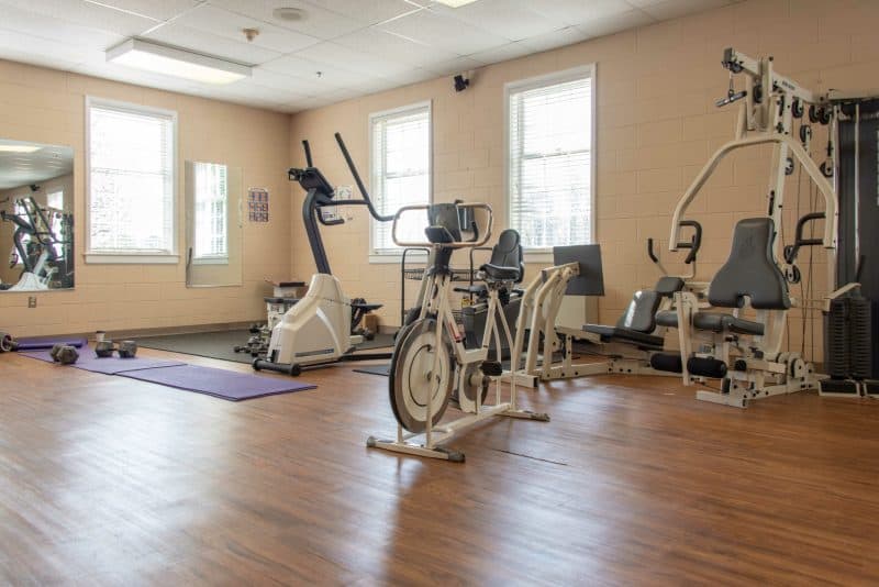 Gym with cardio and weight machines