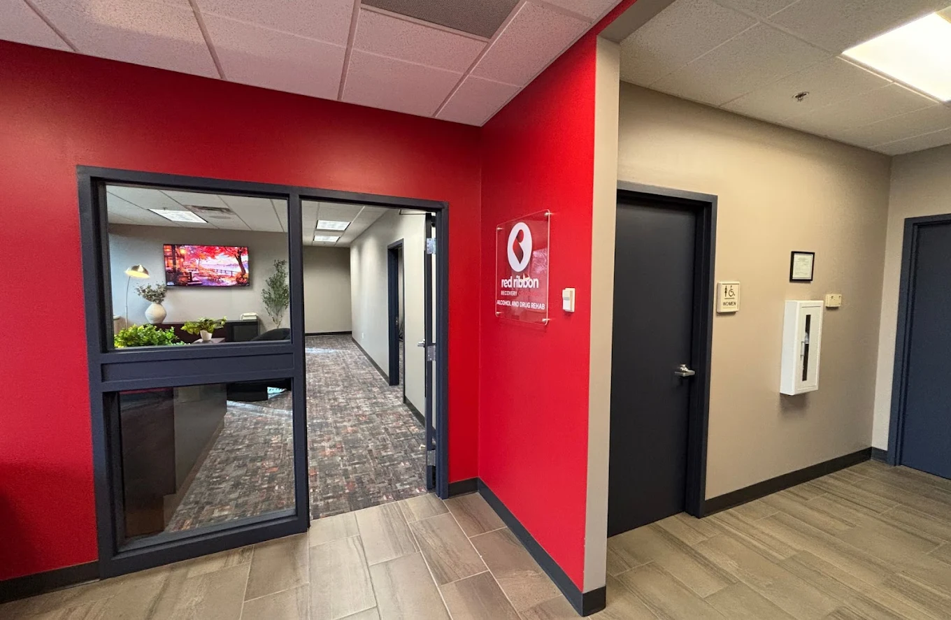 Recovery center entrance and reception hallway