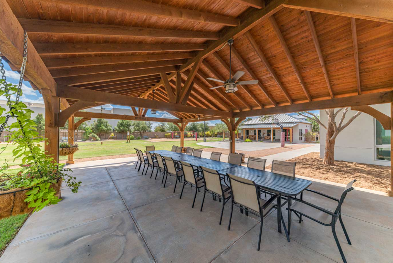 Pavilion with large tables for outdoor gatherings