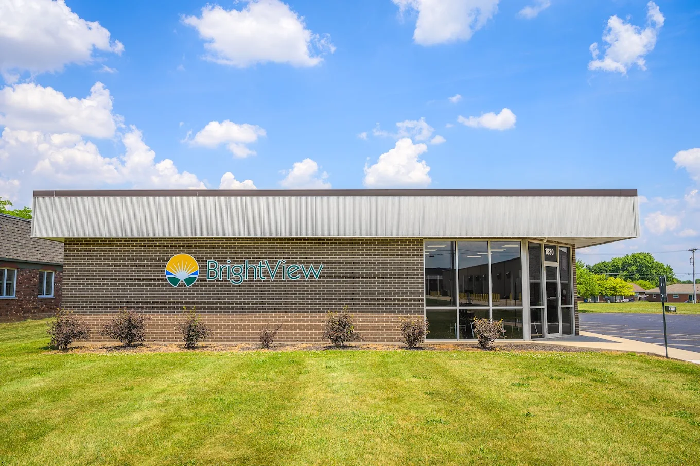 Exterior of BrightView Health Columbus facility with brick facade, entrance, and BrightView signage
