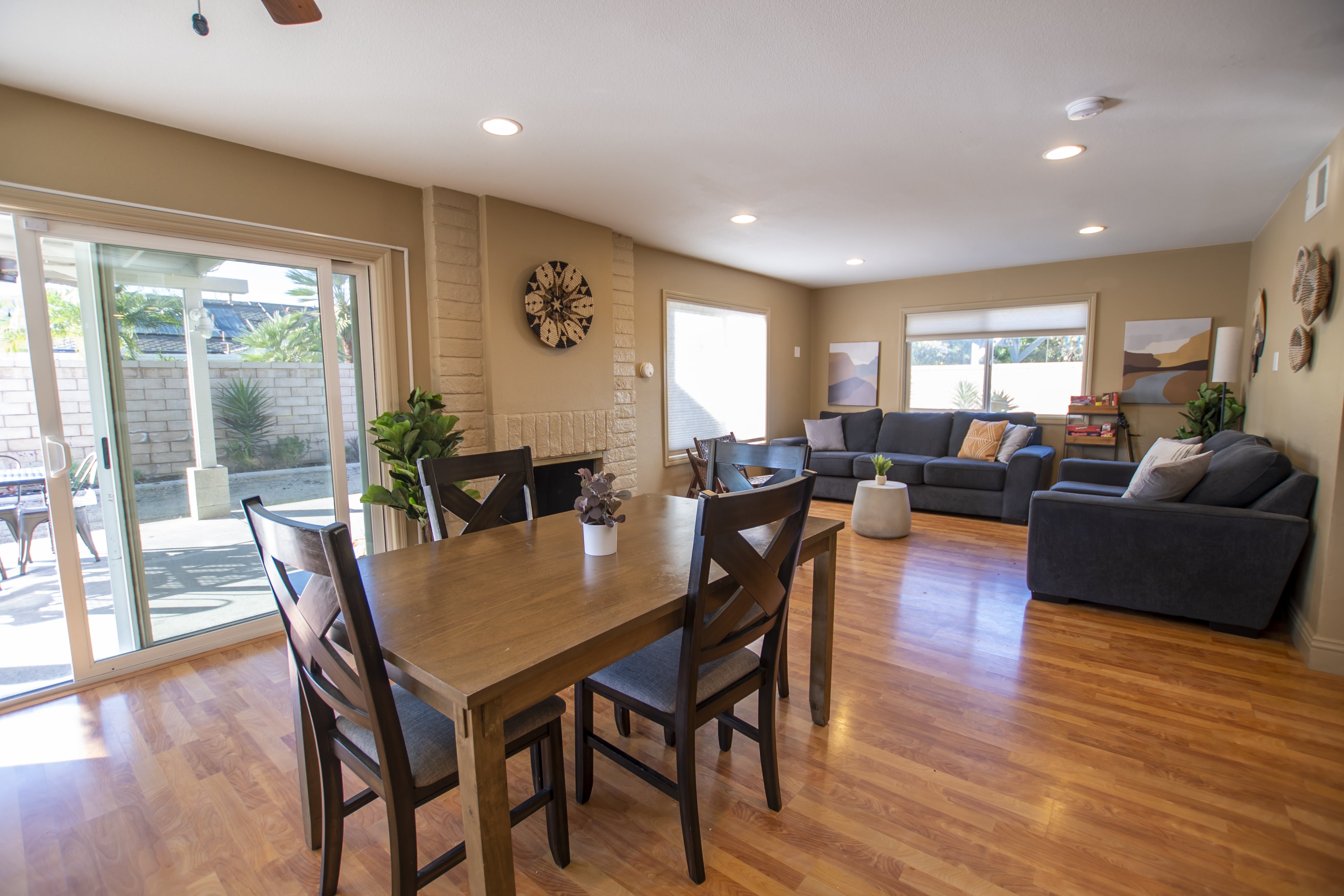 Open space with couches and dining table