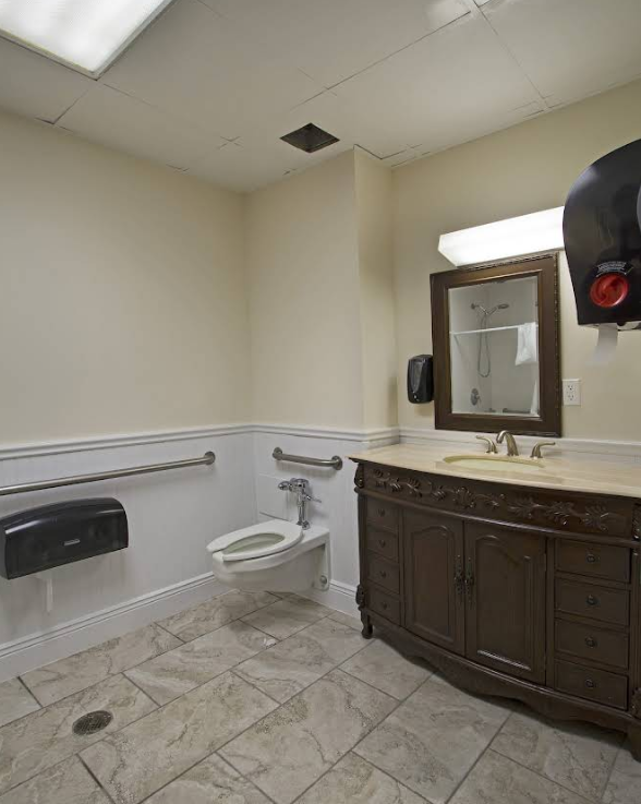 ADA-accessible bathroom with sink and toilet