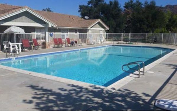 Outdoor swimming pool at residential substance use treatment center