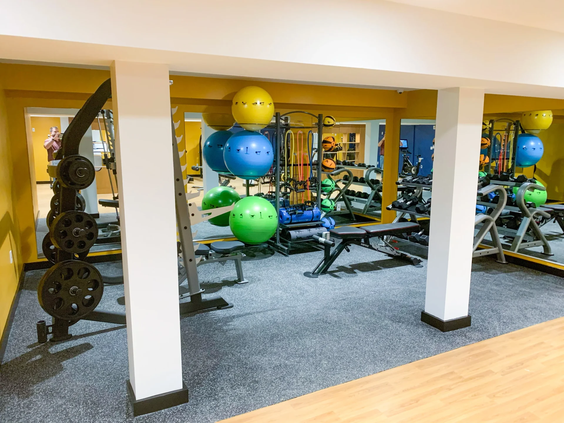 fitness center with a variety of equipment.