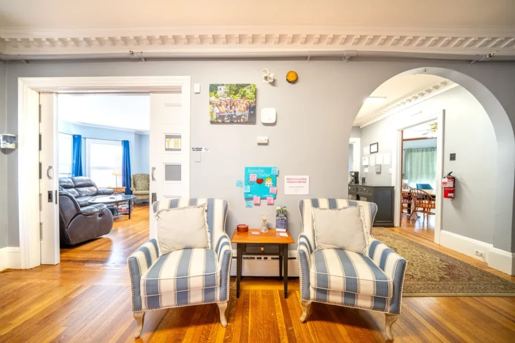 Comfortable living room with seating and open floor plan