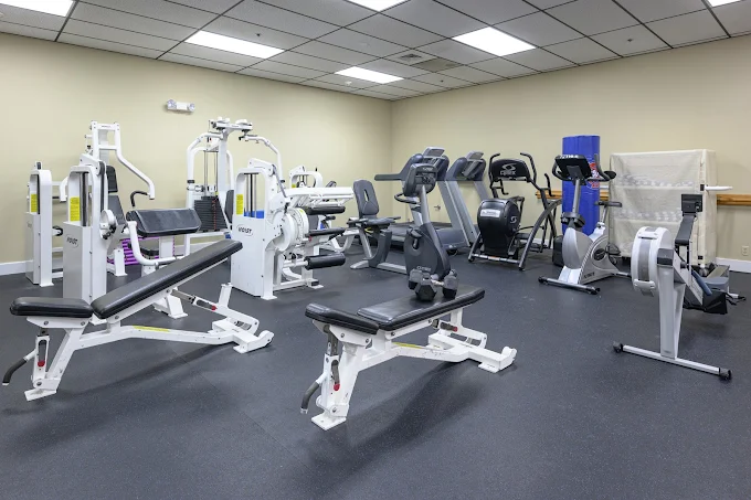 Gym with cardio machines and weight equipment