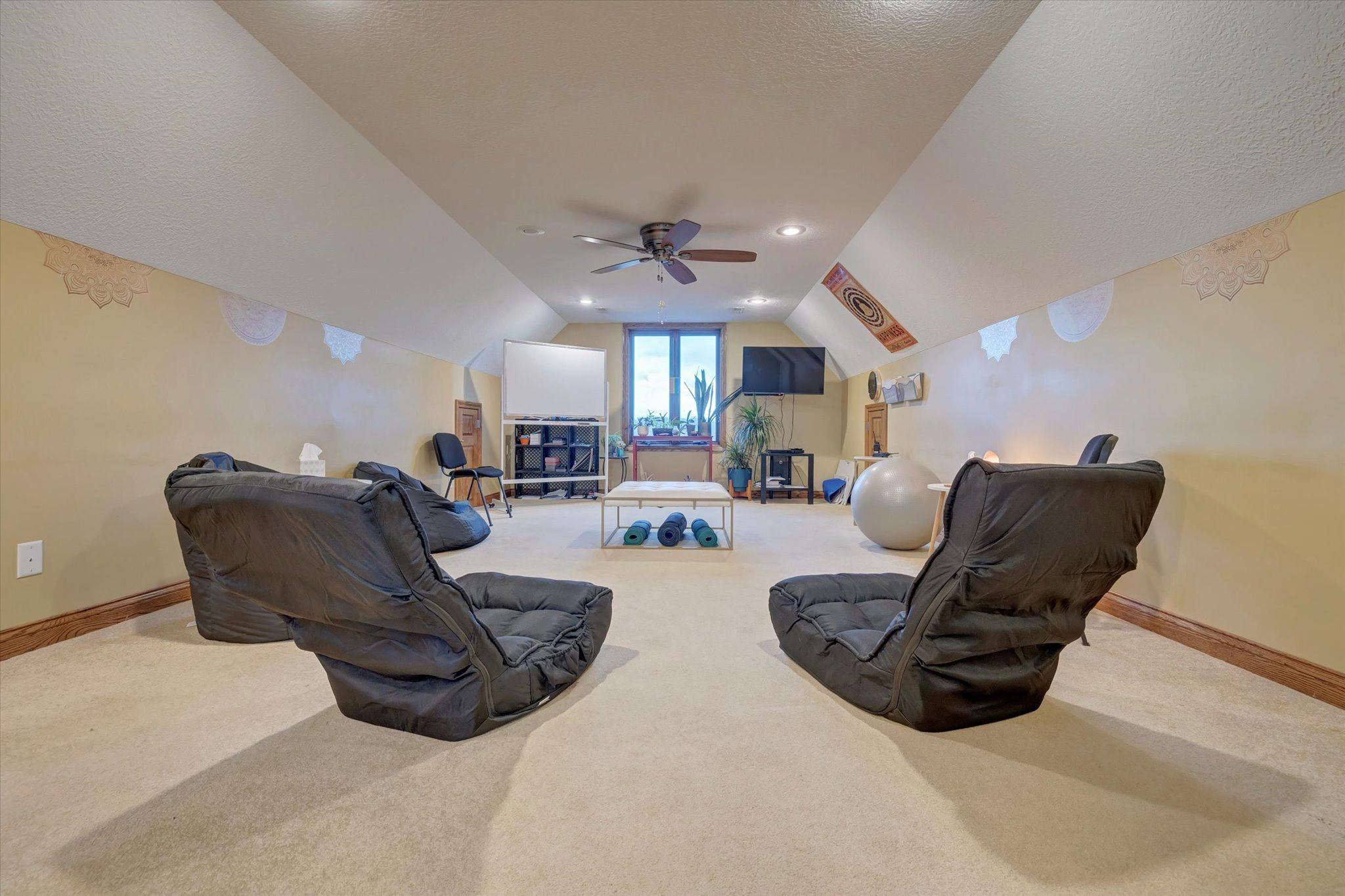 Fitness room with open space for movement and group activities