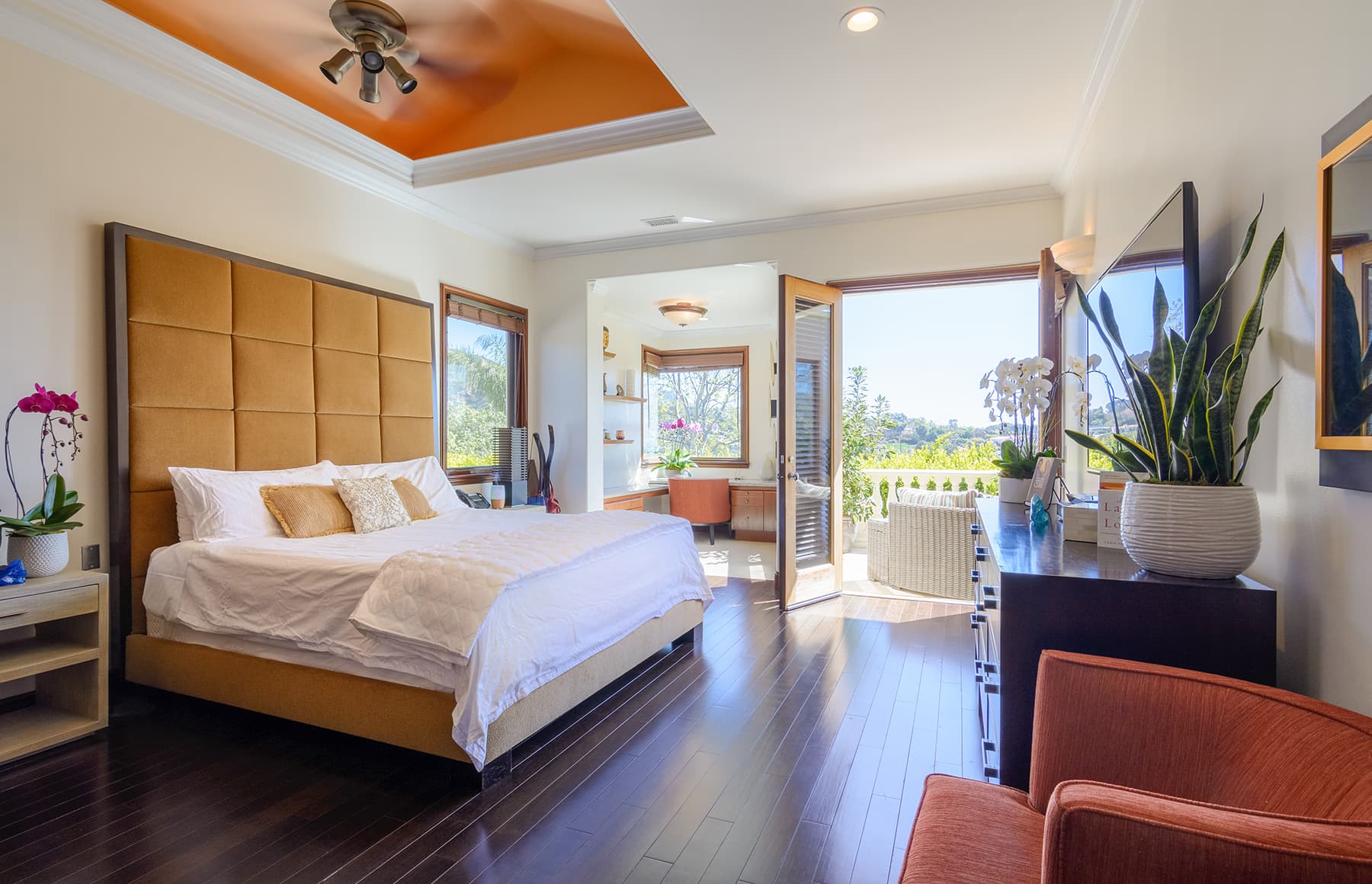 Private bedroom with king bed and balcony access